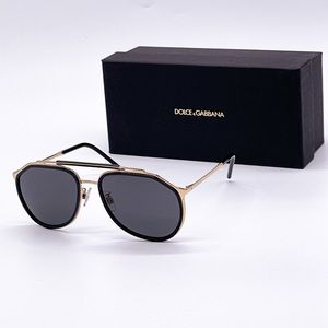 NEW DG2277 02/87 AVIATOR SUNGLASSES DOLCE&GABBANA DG 2277 BLACK GOLD EYEWEAR